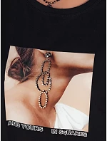 FALCI dámské bavlněné tričko černé FashionStreet RY2397 FALCI dámské bavlněné tričko černé FashionStreet RY2397