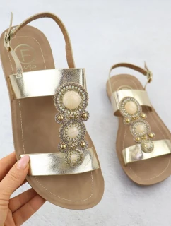 Dámské ploché sandály se zlatou ozdobou Filippo DS6882