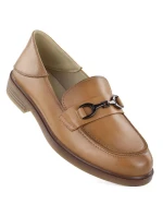 Dámské kožené mokasíny polobotky camel Vinceza 18117