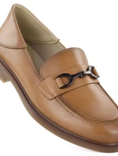 Dámské kožené mokasíny polobotky camel Vinceza 18117