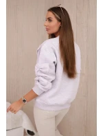 Zateplená mikina se stahovacím lemem a ozdobnými mašličkami béžová melanž