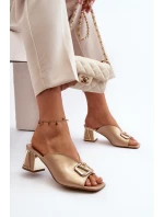 Elegantní dámské sandály na podpatku Laura Messi 2771 zlaté
