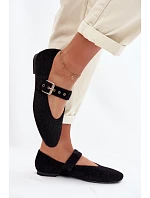 Dámské baleríny s páskem Černé Pamira