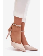 Dámské lakované lodičky s otevřenou patou - béžové Laretta