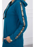 Dámská delší mikina se zipem na zádech 8997 Marine Petrolejová - K-Fashion Dámská delší mikina se zipem na zádech 8997 Marine Petrolejová - K-Fashion