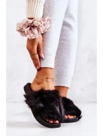 Dámské pantofle s kožíškem DZ821 Černá - Kesi