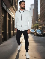 Pánská mikina na zip se stojáčkem světle šedá FashionStreet BX5874