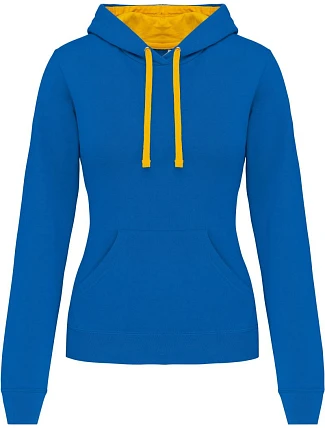 Kariban K 465 Dámská mikina s kontrastní kapucí 20.K465 light royal blue/yellow