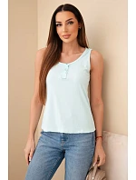 Dámská žebrovaná halenka na ramínkách s knoflíkem mátová Dámská žebrovaná halenka na ramínkách s knoflíkem mátová