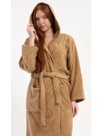 Dámský župan dlouhý s kapucí Karamelka