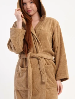 Dámský župan dlouhý s kapucí Karamelka