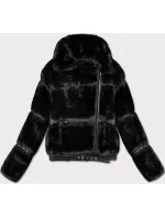 Černá krátká kožešinový bunda s límcem J Style (11Z8163)