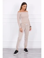 Sada s dvojitými pruhy béžová+bílá Sada s dvojitými pruhy béžová+bílá