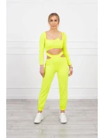 Sada s halenkou top žlutá neonová