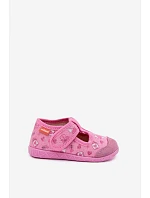 Dětské pantofle Milami na suchý zip lesklé růžové Jasimrra