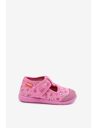 Dětské pantofle Milami na suchý zip lesklé růžové Jasimrra