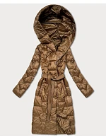 Prošívaný kabát s páskem Libland camel (LD-7806)