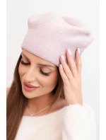 Dámská čepice vlněná klasická hladká beanie K420 fialová