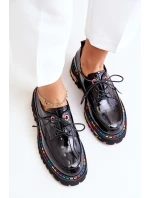 Lakované Dámské Polobotky Na Šněrování Černé Artiker 55C0497