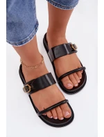 Dámské pantofle se zlatým sponou Černé Sarilisse