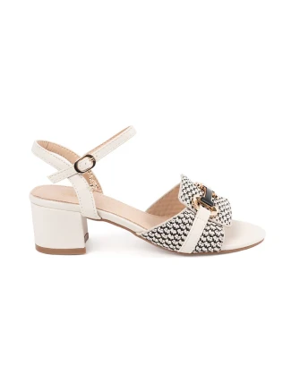 Luxusní sandály bílé dámské na širokém podpatku Luxusní sandály bílé dámské na širokém podpatku