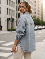 Dámská džínová košilová bunda oversize modrá FashionStreet TY5602