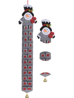 PLSTĚNÝ ADVENTNÍ KALENDÁŘ ŠEDÝ SNĚHULÁK