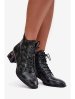 Lakované dámské kotníky z pravé kůže na podpatku s krystaly Artiker 57C0132 šedé