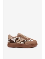 Dámské tenisky na platformě s flíčky tmavě béžové Denissa