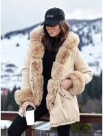 Dámská zimní bunda parka s kožešinou CHARMFUR béžová FashionStreet TY4770 Dámská zimní bunda parka s kožešinou CHARMFUR béžová FashionStreet TY4770
