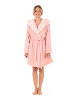 Dámský župan Flora s kapucí krátký 4856 3050 růžová perla - Vestis Dámský župan Flora s kapucí krátký 4856 3050 růžová perla - Vestis