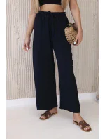 Kalhoty s širokým pasem námořnická modř Kalhoty s širokým pasem námořnická modř