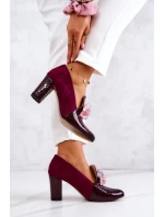 Semišové lodičky z hadí kůže s kaštanově hnědým ornamentem Mallory