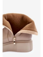 Dámské kožené boty na platformě Bežové Jenefer