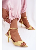 Dámské sandály na podpatku z eko kůže žluté Sedira