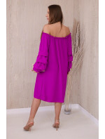 Španělské šaty s ozdobnými rukávy fialové