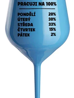 PRACUJI NA 100% - modrá nerozbitná sklenice na víno 470 ml