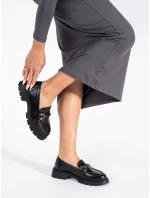 Jedinečné mokasíny černé dámské na plochém podpatku Jedinečné mokasíny černé dámské na plochém podpatku