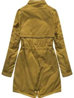 Žlutá dámská zimní bunda parka s mechovitou kožešinovou podšívkou (b2623)