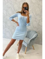 Šaty s výstřihem na knoflíky modré Šaty s výstřihem na knoflíky modré