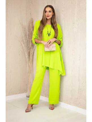 Sada halenky + kalhot s přívěskem neonově zelená