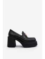 Zazoo 20170 Kožené Dámské Polobotky na Podpatku Černé