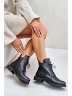 Zateplené boty na plochém podpatku s ozdobou černé Leonise Zateplené boty na plochém podpatku s ozdobou černé Leonise