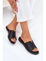 Dámské Pantofle Z Eko Kůže Na Plochém Podpatku Černé Kalimira