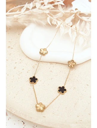 Dámský náhrdelník s koniczinkami z nerezové oceli zlatý