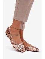 Dámské baleríny zdobené flitry Terlina – šampaňsko-růžové