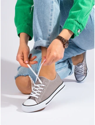 Luxusní šedo-stříbrné  tenisky dámské bez podpatku