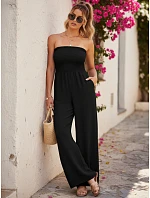 Dámský letní overal se širokými nohavicemi černý FashionStreet EY2649