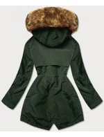 Zelená dámská zimní bunda parka s kožešinovou podšívkou (m21312)