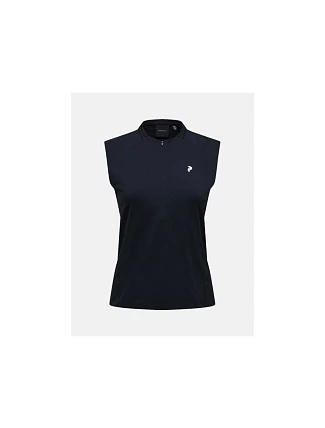 Dámské tričko PEAK PERFORMANCE W Mountainbreath Sleveless Polo, černá barva Dámské tričko PEAK PERFORMANCE W Mountainbreath Sleveless Polo, černá barva